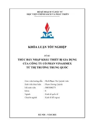 Thúc đẩy Nhập Khẩu Thiết Bị Gia Dụng Từ Trung Quốc Của 