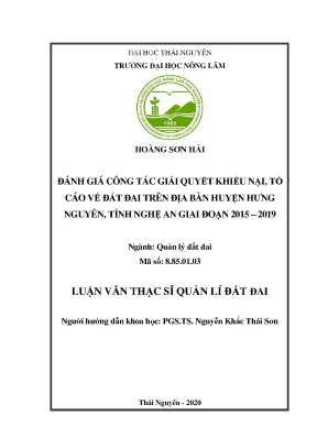 Đánh giá công tác giải quyết khiếu nại đất đai tại Hưng 
