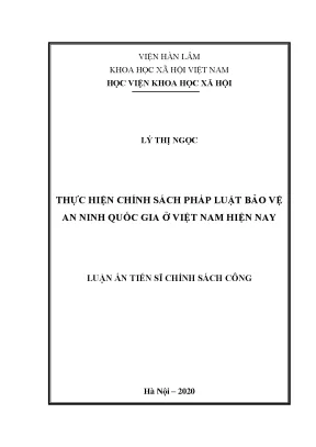 Chính sách pháp luật bảo vệ an ninh quốc gia tại Việt 
