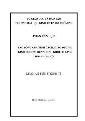 Luận án tác động của tính cách giáo dục và kinh nghiệm đến ý định khởi sự kinh doanh xã hội