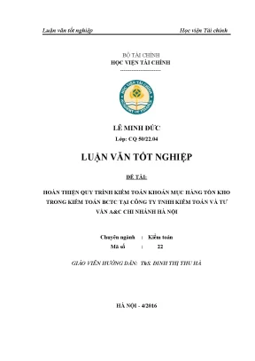 Hoàn thiện quy trình kiểm toán HTK trong kiểm toán BCTC 