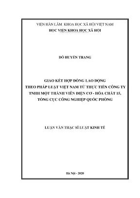 Nghiên cứu hợp đồng lao động theo pháp luật Việt Nam tại 