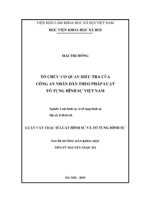 Tổ Chức Cơ Quan Điều Tra Trong Công An Nhân Dân Theo