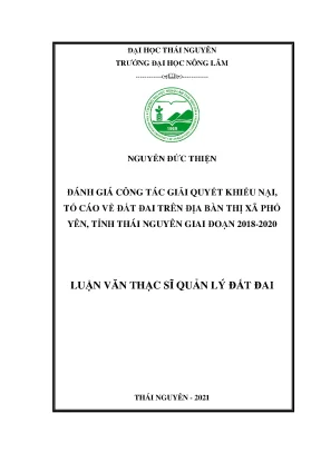 Đánh giá công tác giải quyết khiếu nại đất đai tại Phổ 