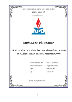 Phân Tích Báo Cáo Tài Chính Công Ty TNHH In và Phát