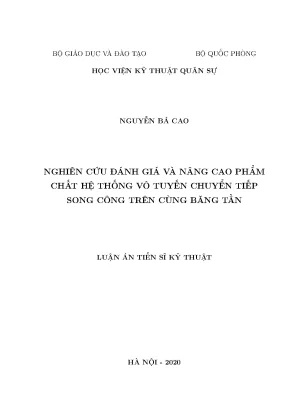 Nâng cao phẩm chất hệ thống vô tuyến chuyển tiếp song 