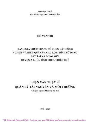 Đánh giá sử dụng đất nông nghiệp tại xã Đông Sơn, huyện