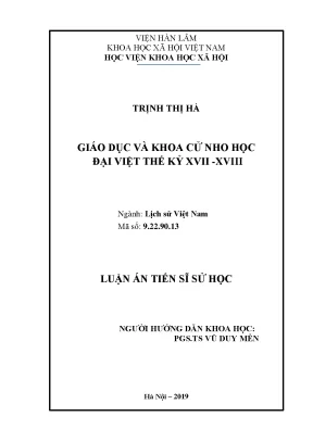 Nghiên cứu giáo dục và khoa cử Nho học Việt Nam thế kỷ 