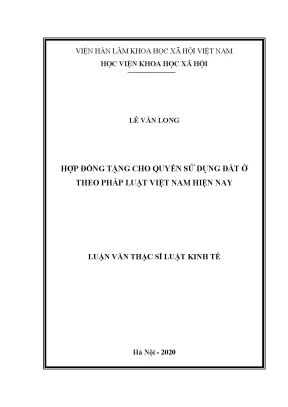 Quyền sử dụng đất ở theo hợp đồng tặng cho: Luận án tiến