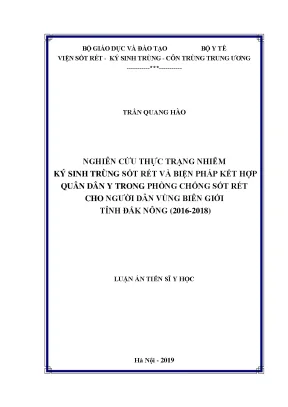 Nghiên cứu nhiễm ký sinh trùng sốt rét và biện pháp 