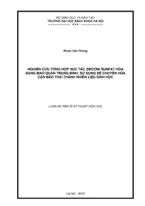 Nghiên cứu xúc tác zirconi sunfat cho chuyển đổi cặn béo