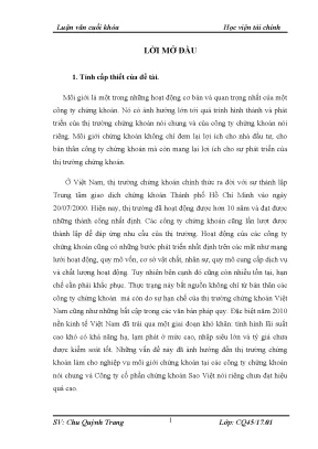 Giải pháp nâng cao hiệu quả môi giới chứng khoán tại Sao