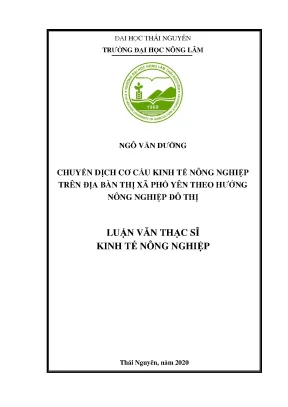 Chuyển dịch cơ cấu kinh tế nông nghiệp tại Phổ Yên theo
