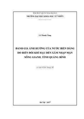 Đánh giá tác động của nước biển dâng đến xâm nhập mặn