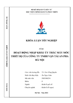 Nhập khẩu ủy thác máy móc thiết bị tại Công ty TNHH Vận 
