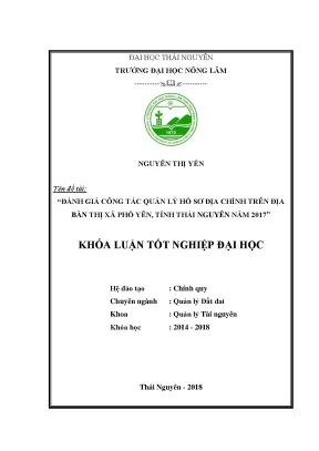 Đánh giá quản lý hồ sơ địa chính tại Phổ Yên, Thái 