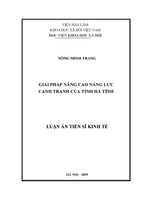 Giải pháp nâng cao năng lực cạnh tranh tỉnh Hà Tĩnh