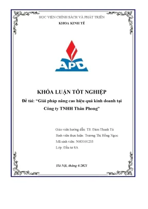 Giải pháp nâng cao hiệu quả kinh doanh tại công ty TNHH