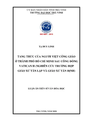 Nghiên cứu tang thức người Việt Công Giáo tại TP.HCM sau 