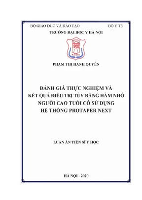 Đánh giá hiệu quả điều trị tuỷ răng hàm nhỏ ở người cao 
