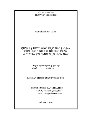 Quản lý giáo dục đạo đức cho học sinh trung học tại xứ