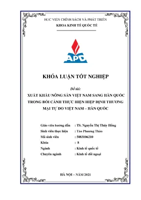 Xuất khẩu nông sản Việt Nam sang Hàn Quốc: Cơ hội từ