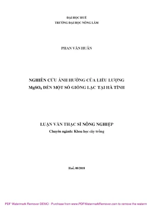 Ảnh hưởng của MgSO4 đến giống lạc tại Hà Tĩnh