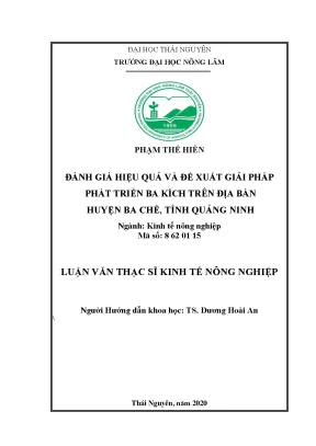 Đánh giá và phát triển ba kích tại huyện Ba Chẽ, Quảng Ninh
