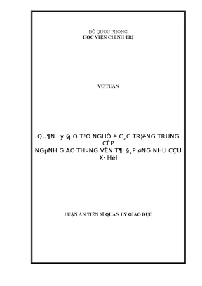 Quản lý đào tạo nghề giao thông vận tải tại trường trung 