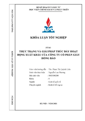 Giải pháp thúc đẩy xuất khẩu cho Công ty Cổ phần Giày 