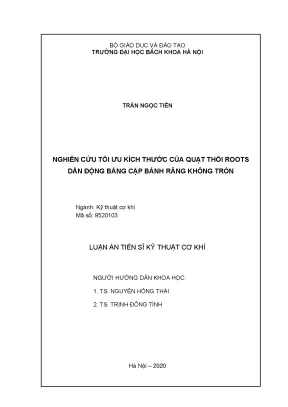 Nghiên cứu tối ưu kích thước quạt thổi Roots dẫn động