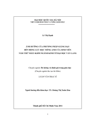 Ảnh hưởng của phương pháp giảng dạy đến động lực học 