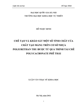 Nghiên cứu tính chất chất tạo màng từ nhựa poliuretan 