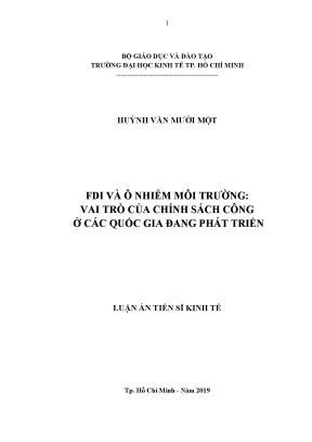 Vai trò của chính sách công trong FDI và ô nhiễm môi 