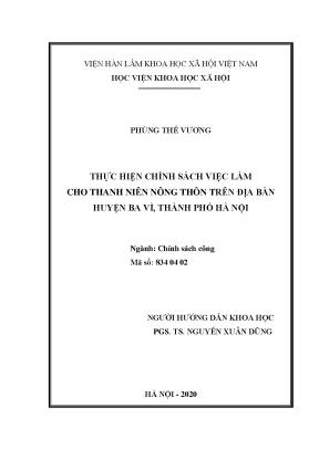 Chính sách việc làm cho thanh niên nông thôn huyện Ba