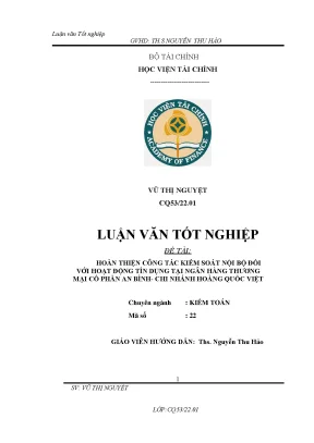 Kiểm Soát Nội Bộ Hoàn Thiện Hoạt Động Tín Dụng Tại Ngân 