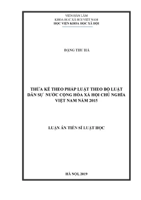Thừa Kế Theo Pháp Luật: Nghiên Cứu Bộ Luật Dân Sự Việt 