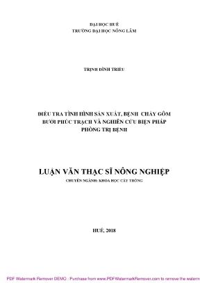 Nghiên cứu bệnh chảy gôm trên bưởi Phúc Trạch và biện