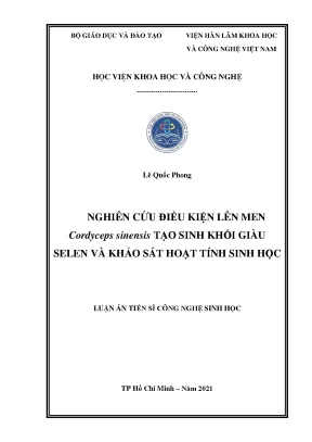 Nghiên cứu điều kiện lên men Cordyceps sinensis giàu