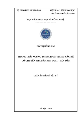 Nghiên cứu trạng thái ngưng tụ exciton trong hệ bán kim 