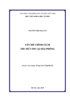 Cơ chế chính sách thu hút FDI tại Hải Phòng: Nghiên cứu 