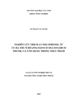 Nghiên cứu trích ly polyphenol từ củ hà thủ ô đỏ và ứng