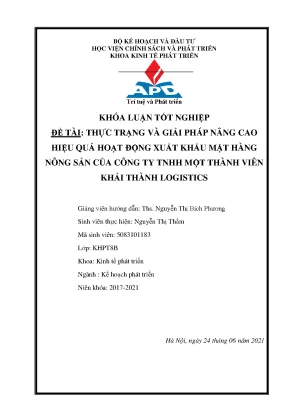Tăng cường xuất khẩu nông sản tại Khải Thành Logistics Vina