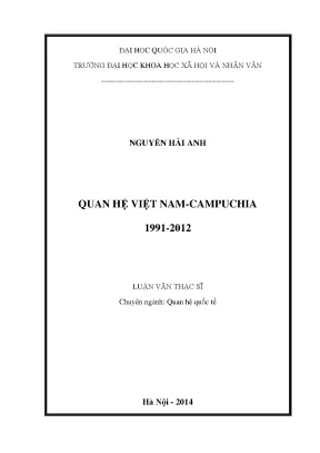 Nghiên cứu quan hệ Việt Nam - Campuchia giai đoạn 1991-2012