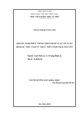 Kháng Nghị Phúc Thẩm Trong Tố Tụng Hình Sự Việt Nam: 