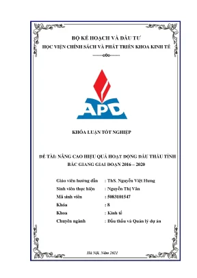 Nâng cao hiệu quả đấu thầu tại Bắc Giang giai đoạn 2016-2020