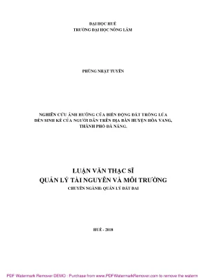 Ảnh hưởng của biến động đất trồng lúa đến sinh kế người