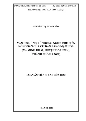 Nghiên cứu văn hóa ứng xử trong chế biến nông sản tại 