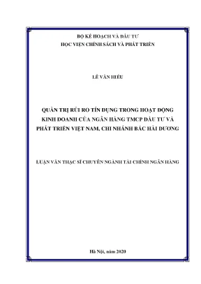 Quản trị rủi ro tín dụng tại ngân hàng TMCP Đầu tư và