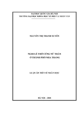 Nghi Lễ Thờ Cúng Nữ Thần Tại Nha Trang: Nghiên Cứu Tiến Sĩ